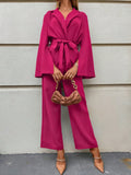 Unity Split Sleeve Belted Blazer & Wide Leg Pants