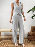 Unity Button Front Vest Blazer & Wide Leg Pants