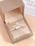 1pc Glamorous Cubic Zirconia Decor Ring & 1pc Storage Box For Women For Daily Decoration