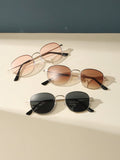 3pairs Women Round Frame Boho Sunglasses, For Summer