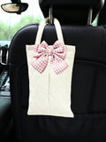 Bow Decor PU Hanging Car Tissue Box