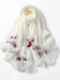 Floral Embroidered Silk Scarf