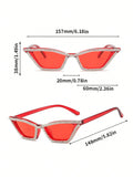 1pair Women Rhinestone Decor Cat Eye Fashionable Sunglasses, For Summer