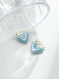 1pair Heart Shape Ear Studs SD Blue