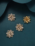 4pcs/set Zinc Alloy Button, Modernist Rhinestone Flower Shaped Hand Sewing & Craft Supply For Sewing