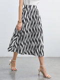 SHEIN BIZwear Allover Print Pleated Skirt