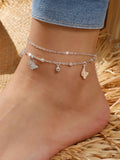 1pc Fashionable Zinc Alloy Butterfly Charm Layered Anklet For Women For Daily Decoration