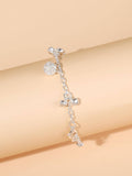 1pc Glamorous Rhinestone Heart Decor Anklet For Women For Gift