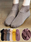 2pairs Random Color Contrast Lace Ankle Socks SD