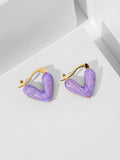 1pair Heart Shape Ear Studs Purple SD