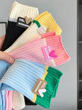 4pairs Women Color Block Heart Decor Crew Socks For Daily Life SD