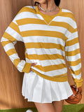 Striped Print Drop Shoulder Sweatshirt SD