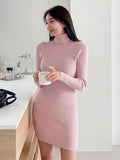 DAZY Turtleneck Ribbed Knit Bodycon Sweater Dress SD