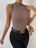 SHEIN Essnce Mock Neck Ribbed Knit Tank Top SD