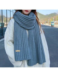 1pc Ladies' Winter Thick Knitted Scarf With Wool, Comfortable & Fashionable, Suitable For Daily Life & Date