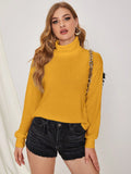 SHEIN LUNE High Neck Drop Shoulder Ribbed Knit Tee SD