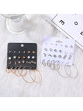 24PCS pearl heart earrings women's ear decoration set for daily use SD